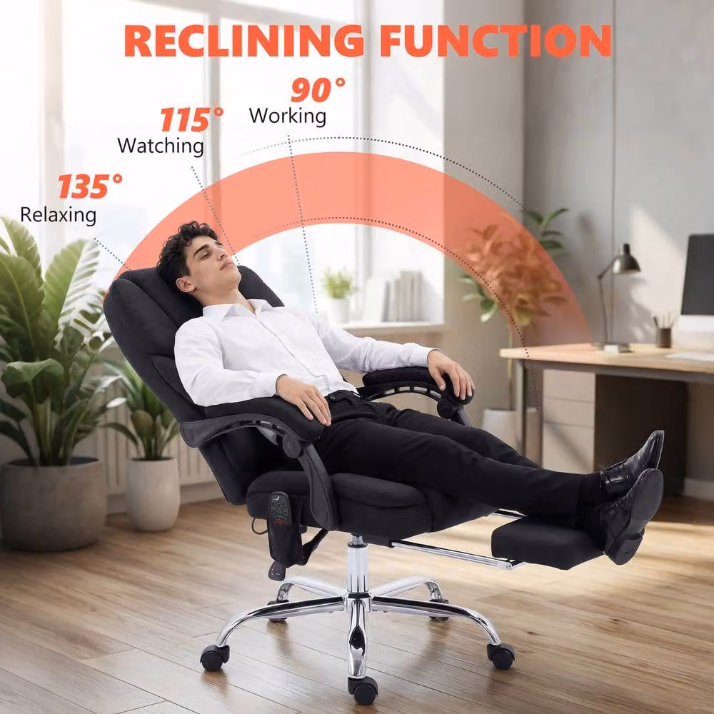 STILVORA Black Velvet Executive Office Chair with Headrest and Armrests – 8