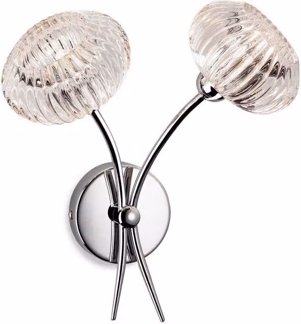 Netlighting Lisbon 2 Light Indoor Wall Light in Chrome with Transparent Glass and G9 Bulbs