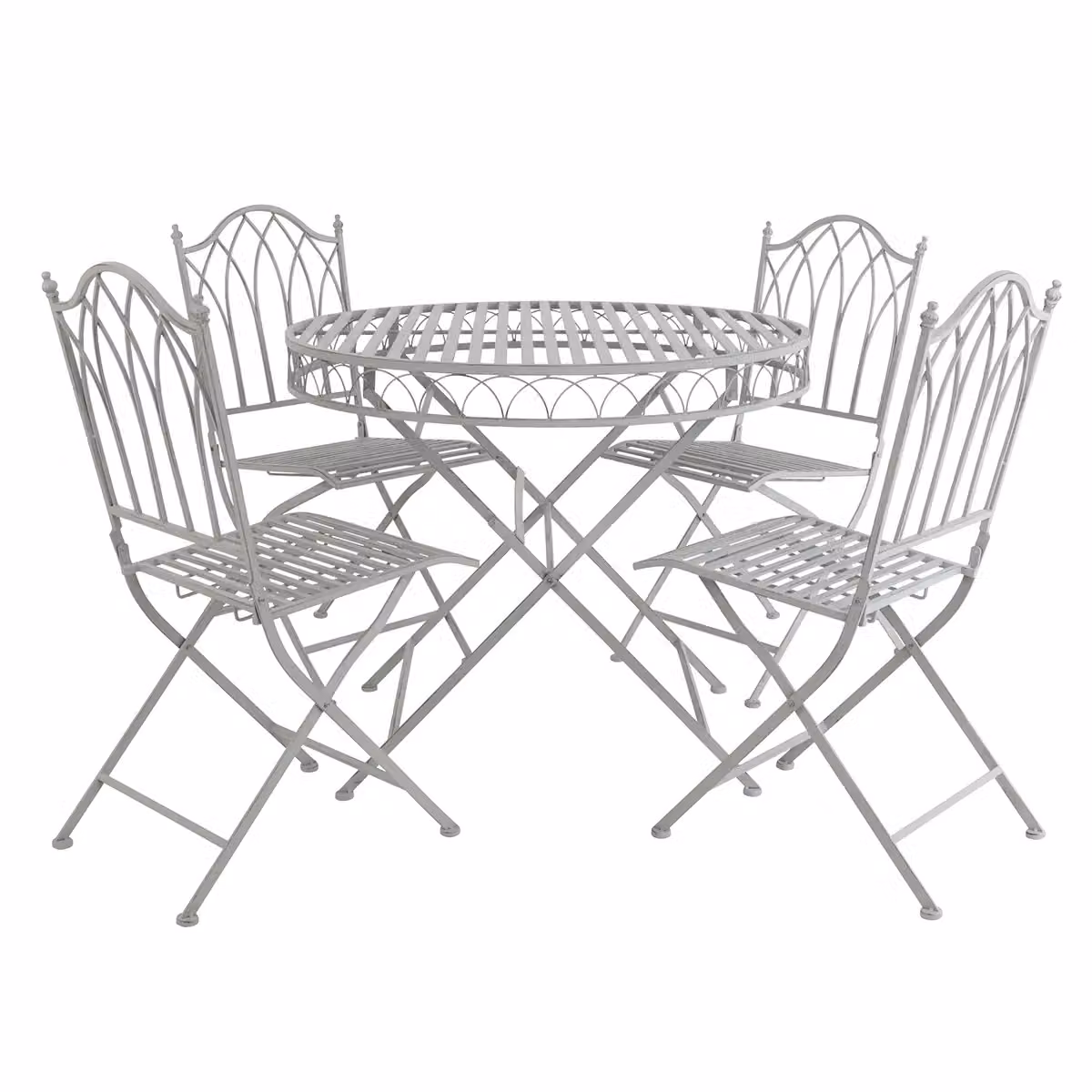 Charles Bentley 4 Seater Rustic Metal Garden Bistro Set in Grey, W/D/H: 90 x 74 x 53 cm – 2