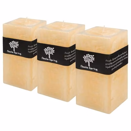 Nicola Spring Vanilla Scented Square Pillar Candles, Pack of 3, Beige – 1
