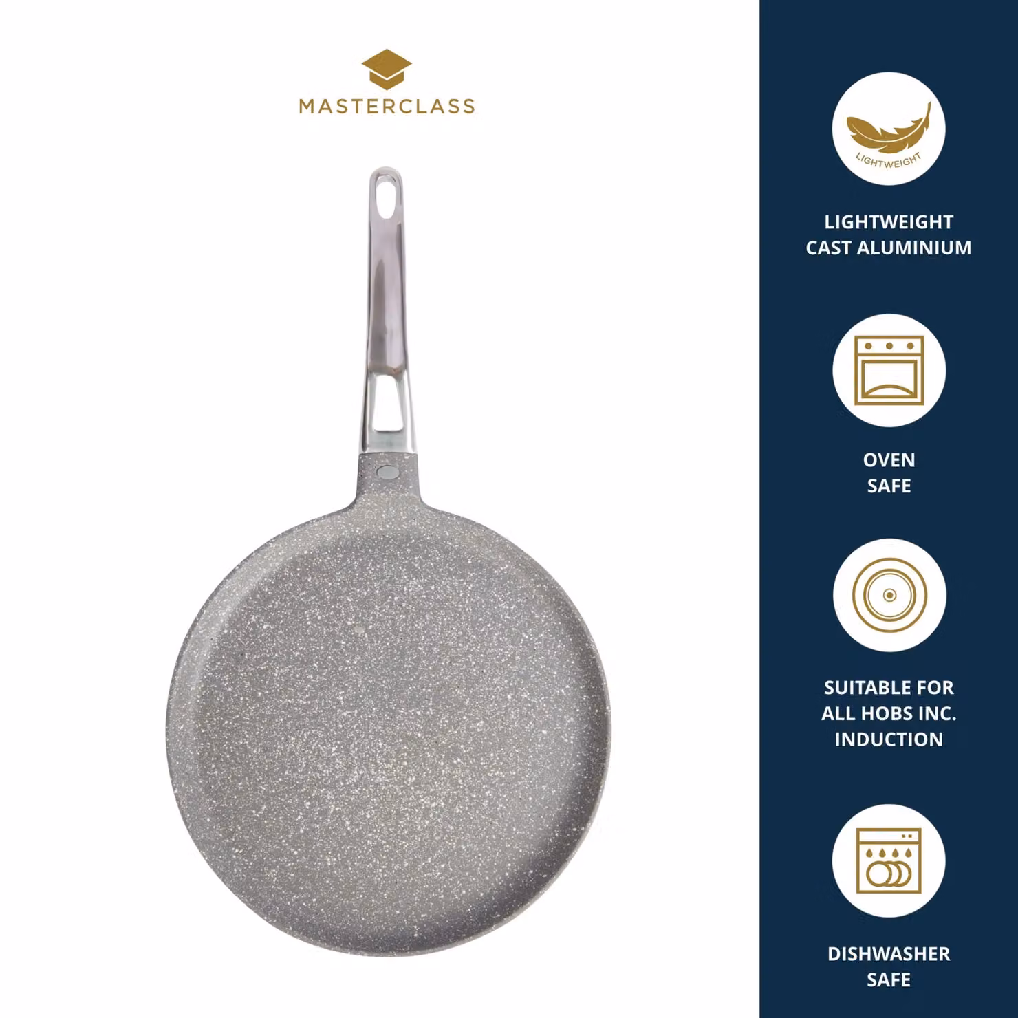 MasterClass Non-Stick Cast Aluminium 28cm Crepe Pan for Induction Hobs, Grey – 4
