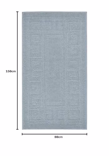 Desire Rugs Ivy Greek Key Non-Slip Machine Washable Kitchen Floor Mat, Silver, W: 80 cm, L: 150 cm – 2