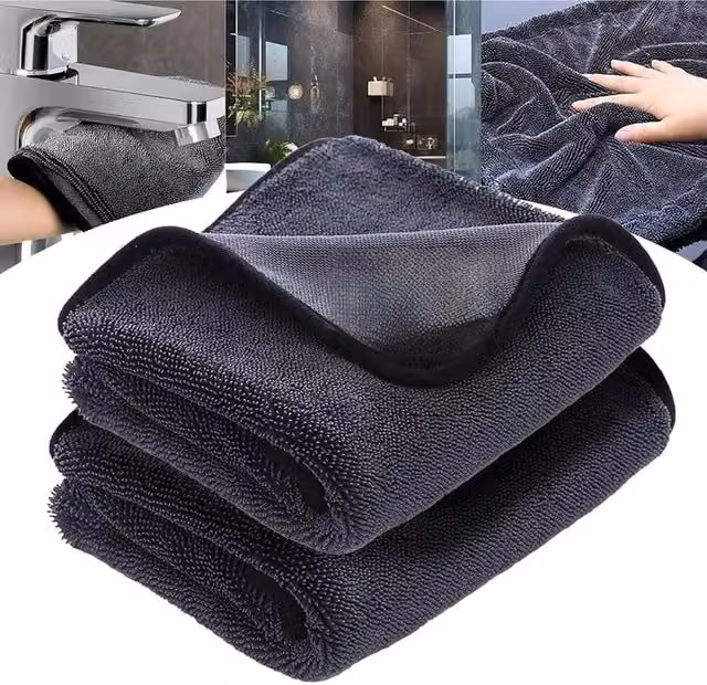 Kelvenix 2 Pack Super Absorbent Microfibre Towels in Grey – 1