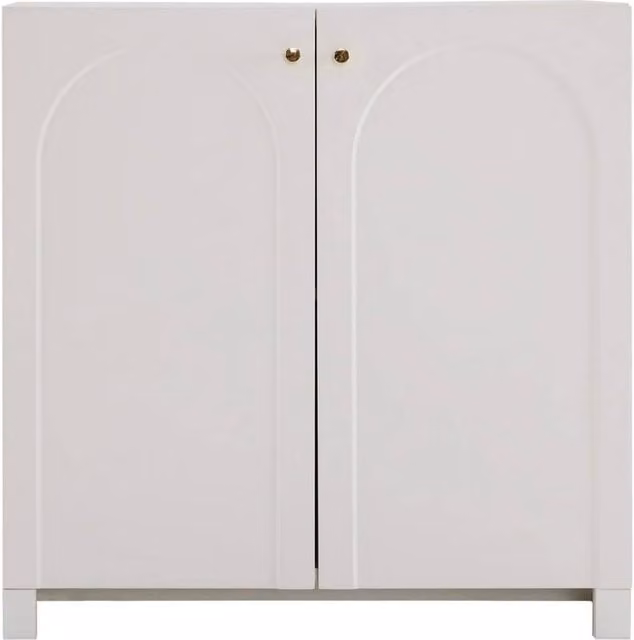 VOGREX White and Gold Wooden 2 Door Adjustable Sideboard Cabinet W/D/H: 80 x 40 x 40 cm