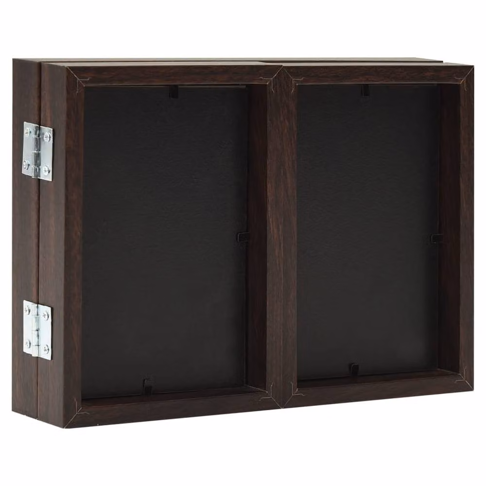 Berkfield Home Trifold Photo Frame Collage in Dark Brown, W: 22 cm, H: 15 cm – 4