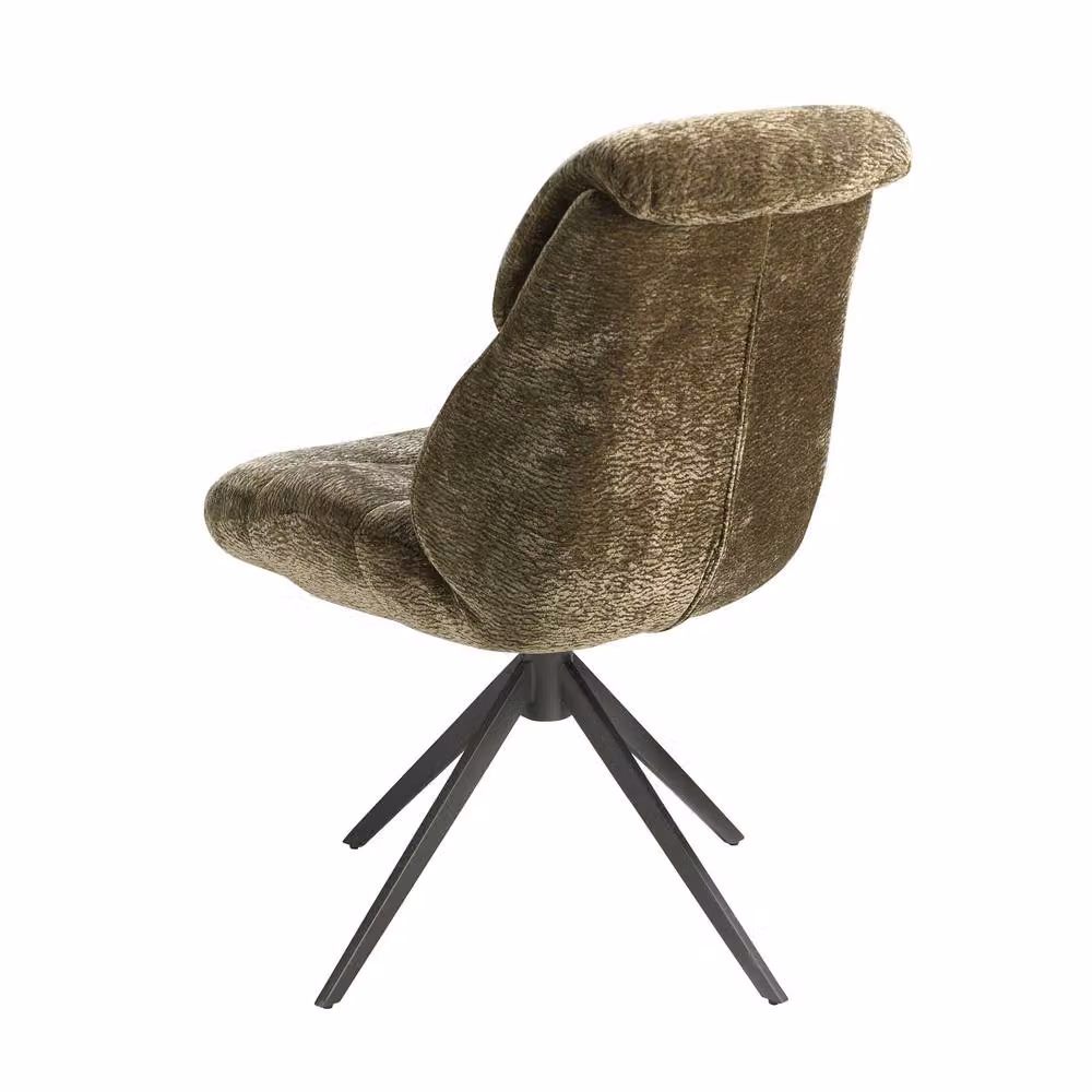 Angel Cerda Olive Green Velvet Swivel Dining Chair with Metal Legs – 5