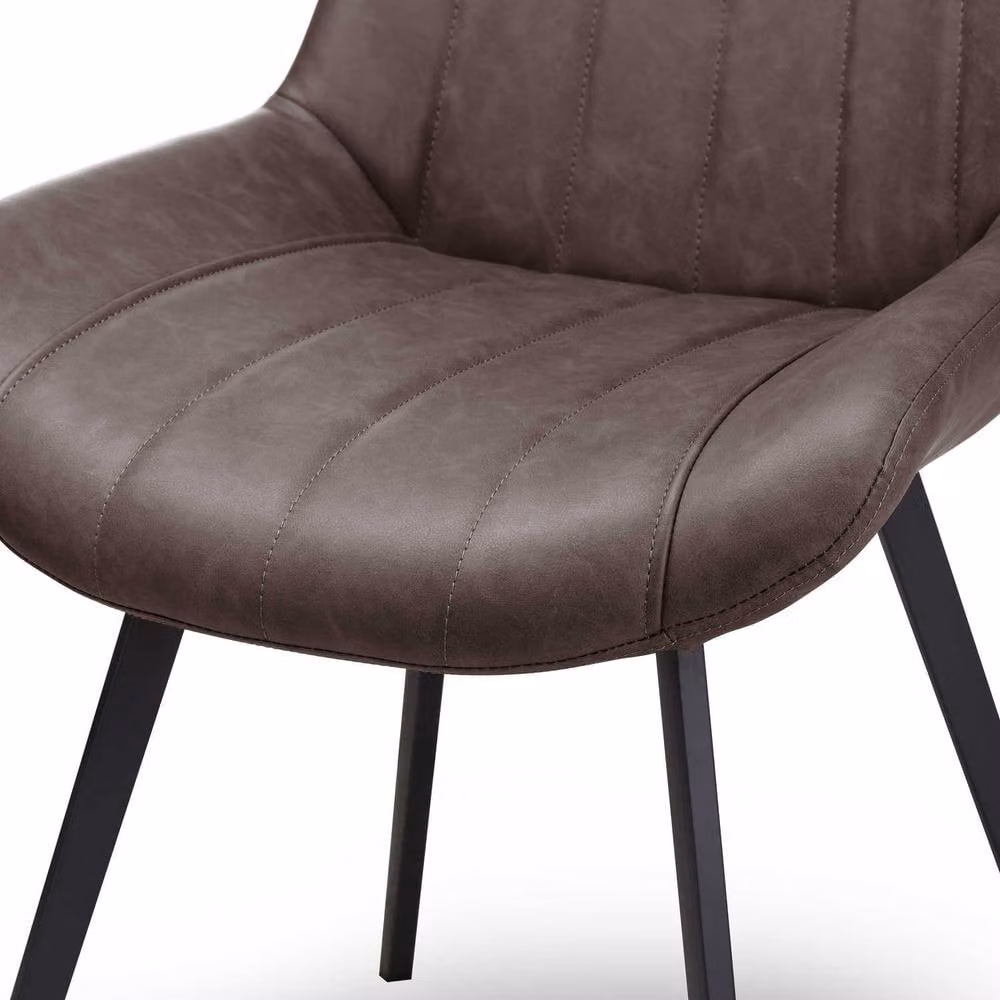 Wyld Haus Montagny Dining Chair in Brown Ribbed Synthetic Leather – 5