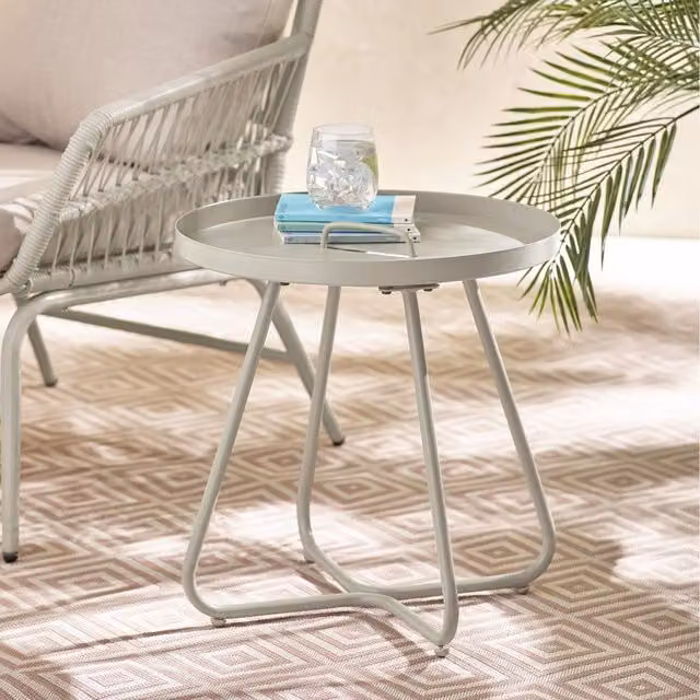 FurnitureboxUK Lyon Metal Outdoor Round Side Table in Yellow