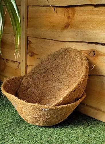 Shop4allsorts Set of 2 Natural Brown Coco Hanging Basket Liners for 16 Inch Baskets – 2