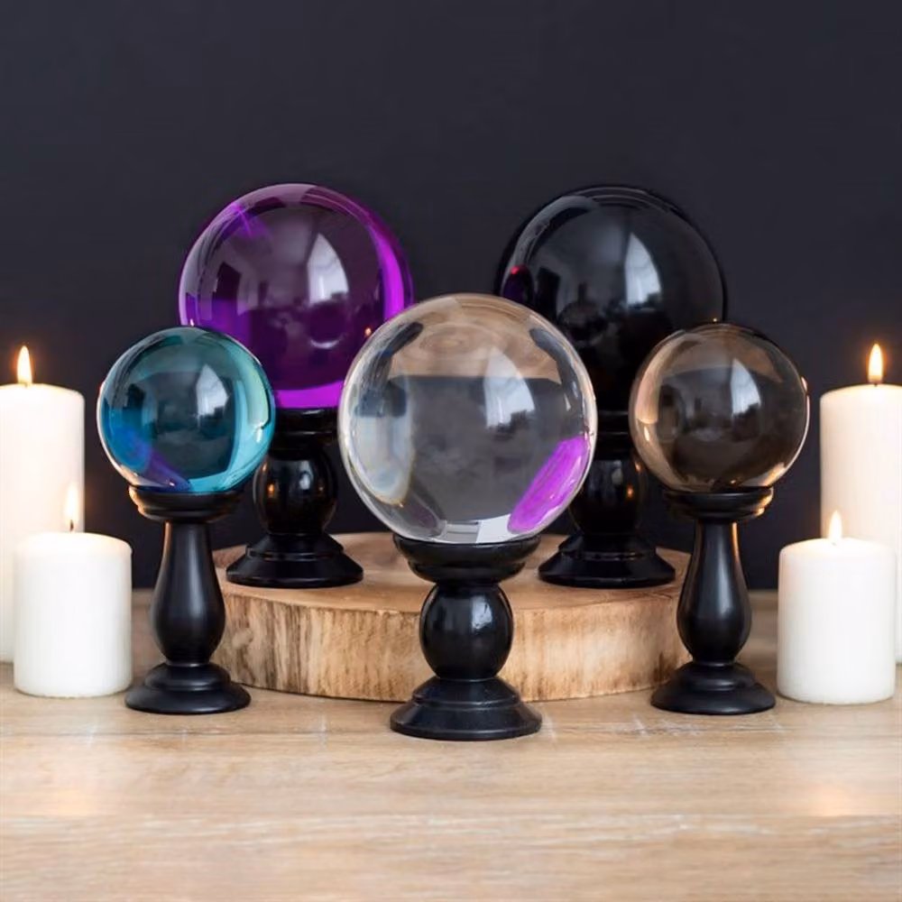 Uniqueful Large Purple Glass Crystal Ball with Black Wood Stand – 2