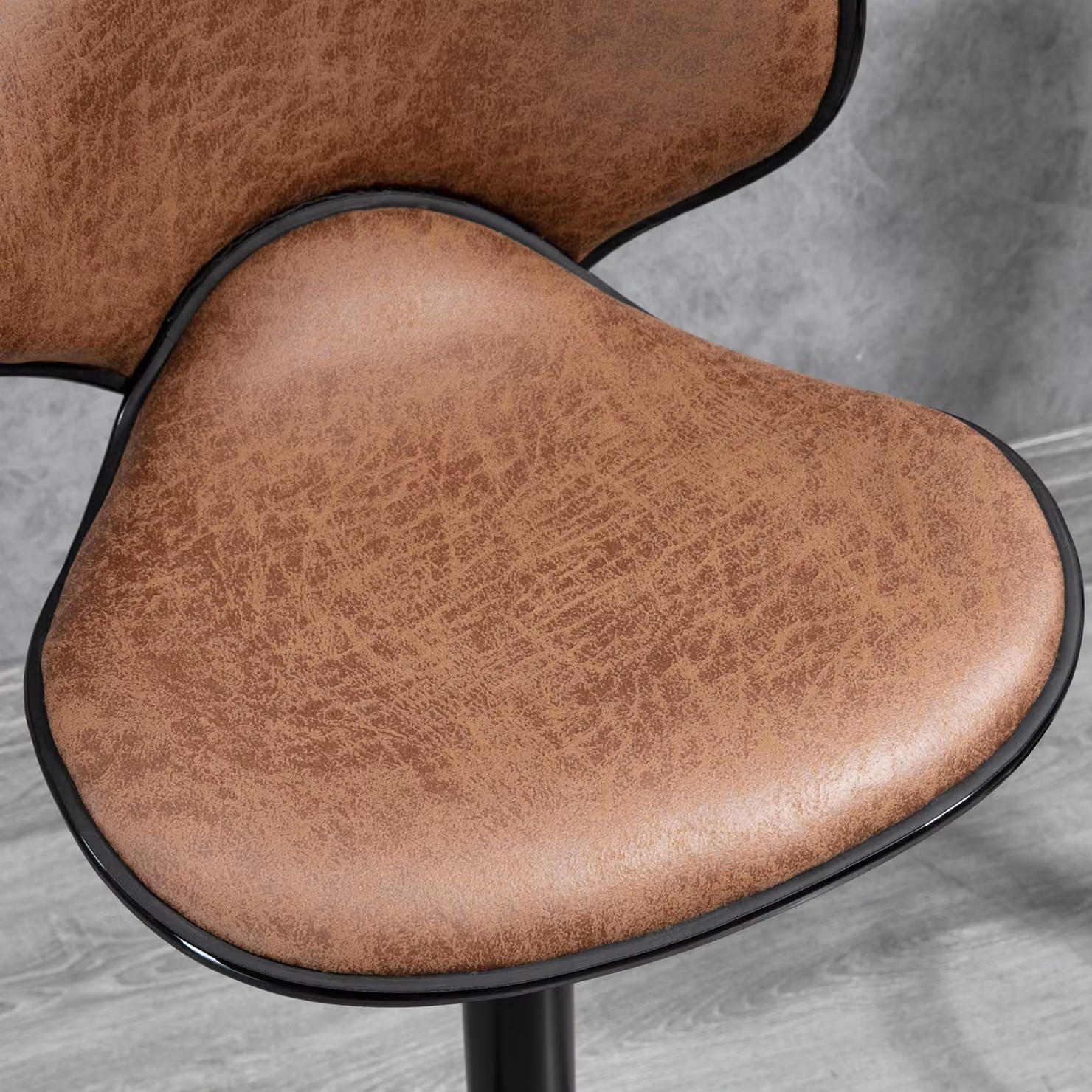 HOMCOM Set of 2 Modern Swivel Bar Stools in Brown Microfibre or Synthetic Leather with Adjustable Height and Metal Base – 6