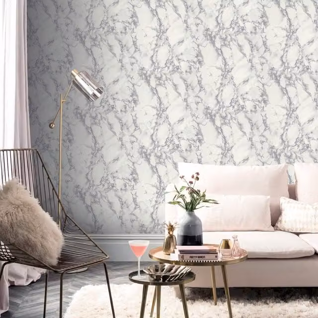 Arthouse Abstract Modern Wallpaper in Silver and White