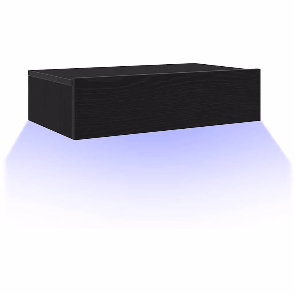 Berkfield Home Modern TV Cabinet with LED Lights in Black Oak, W: 60 cm, D: 35 cm, H: 15.5 cm – 3