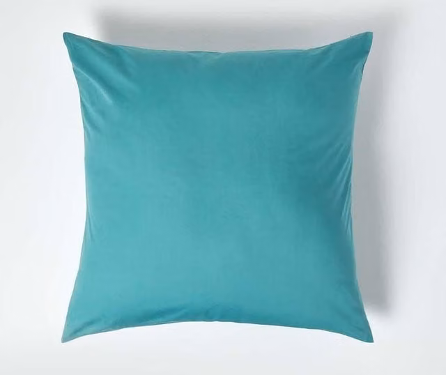 Homescapes Egyptian Cotton Euro Pillowcase, Petrol Blue, W/D/H: 80 x 80 x 0 cm, 200 TC Percale with Zip – 1