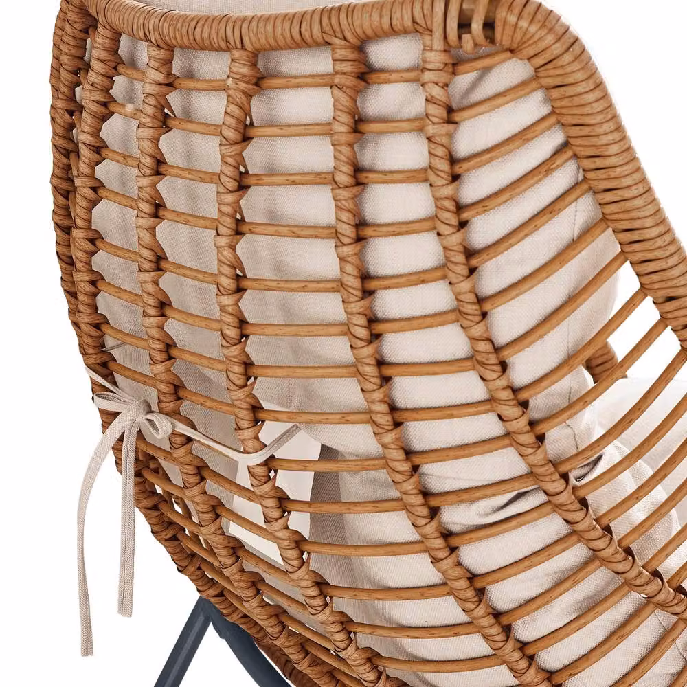 FurnitureboxUK Tahiti Beige Rattan Indoor and Outdoor Chair and Footstool Set – 5