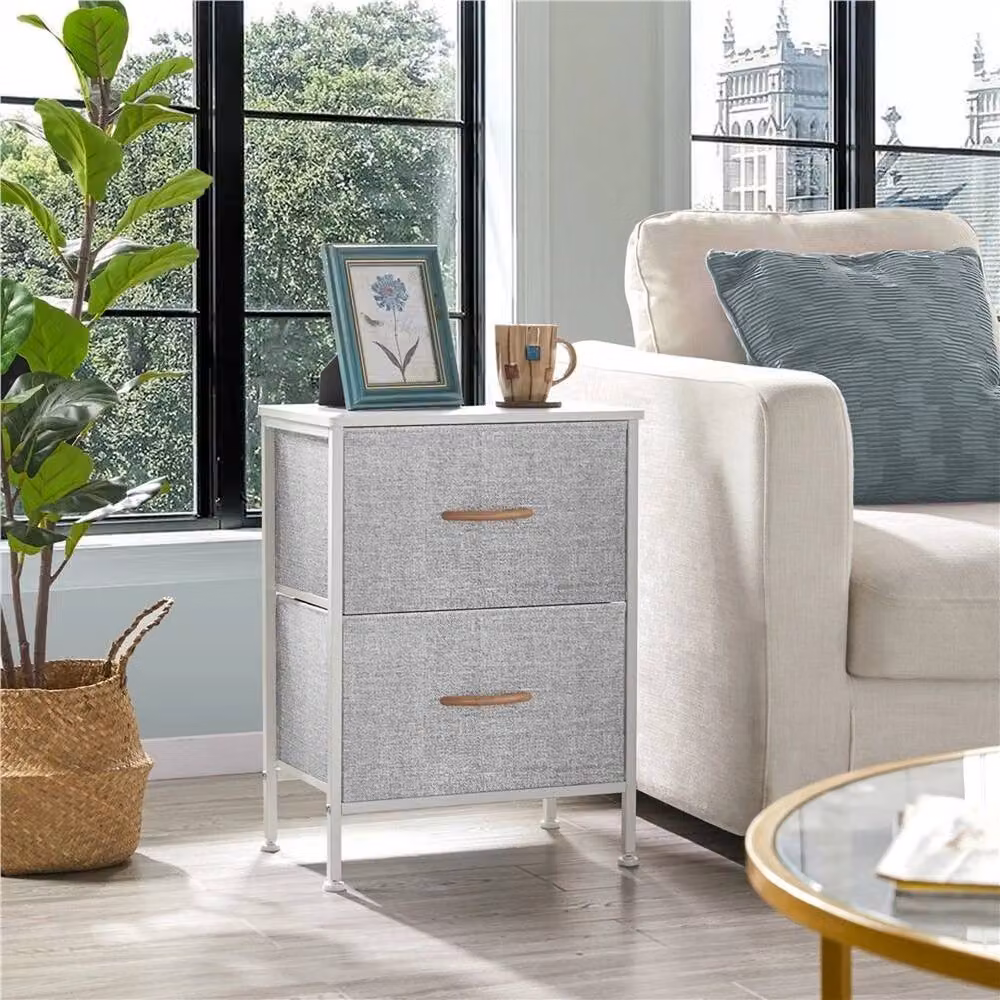 KORVIXA 2-Drawer Fabric Vertical Dresser in Grey – 3