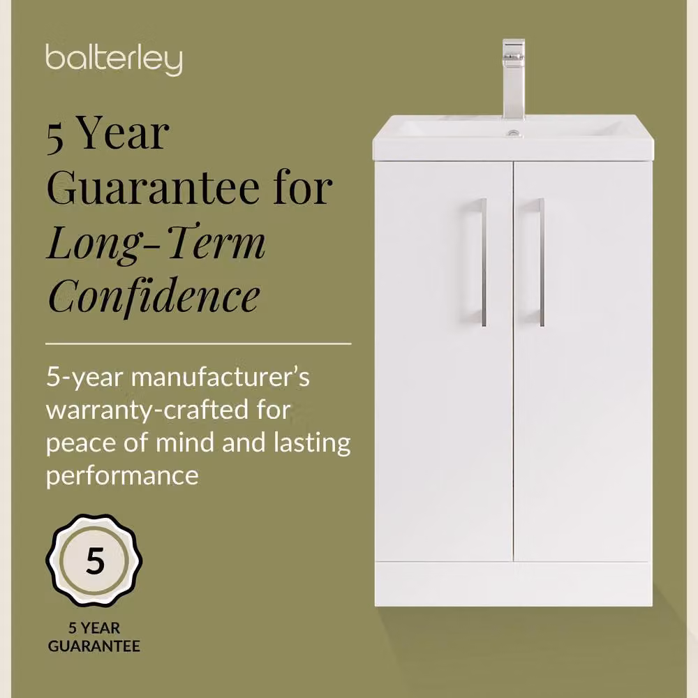 Balterley Gloss White Modern Freestanding Bathroom Vanity Unit with Soft Close Doors – 2