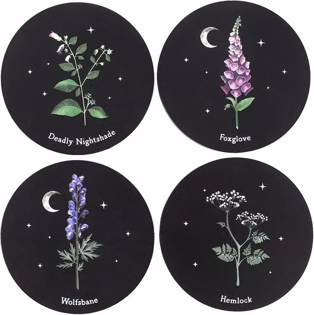 MidOcean Poisonous Plants Coaster Set in Black Wood – 1