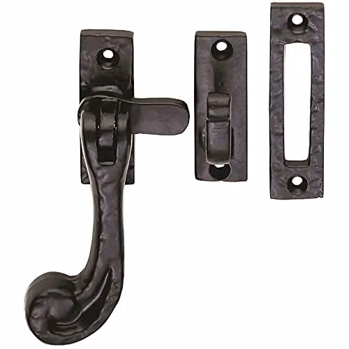 Loops Chunky Handled Antique Window Casement Fastener in Powder Coated Black Finish – 1