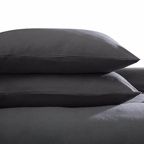 Belledorm Brushed Cotton Flannelette Housewife Pillowcase Pair in Charcoal Grey