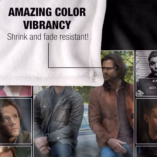 Warner Bros. Supernatural Sam Dean Squares Silky Touch Super Soft Fleece Throw Blanket, Multicolour, W/D/H: 91 x 147 cm – 3