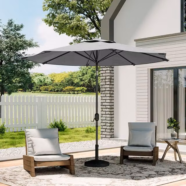 Livingandhome 3m Freestanding Patio Parasol with Composite Base in Anthracite Grey
