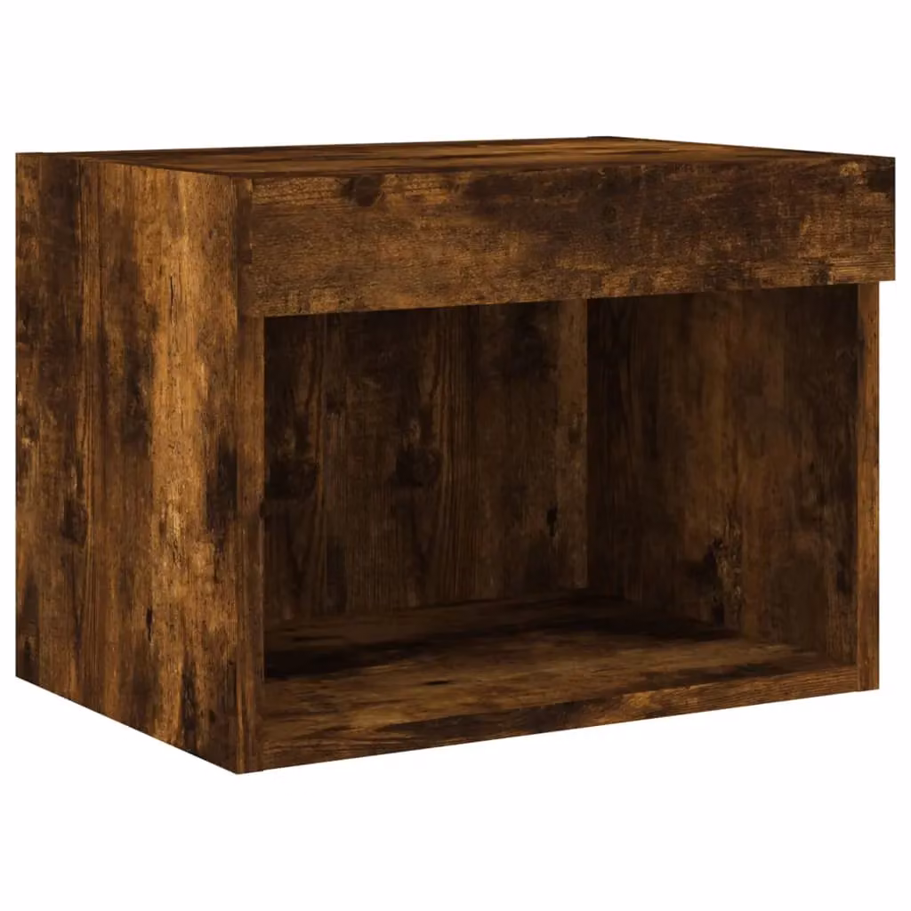 Berkfield Home Set of 2 Wall-Mounted Bedside Cabinets with Integrated LED Lights in Smoked Oak Brown – 4