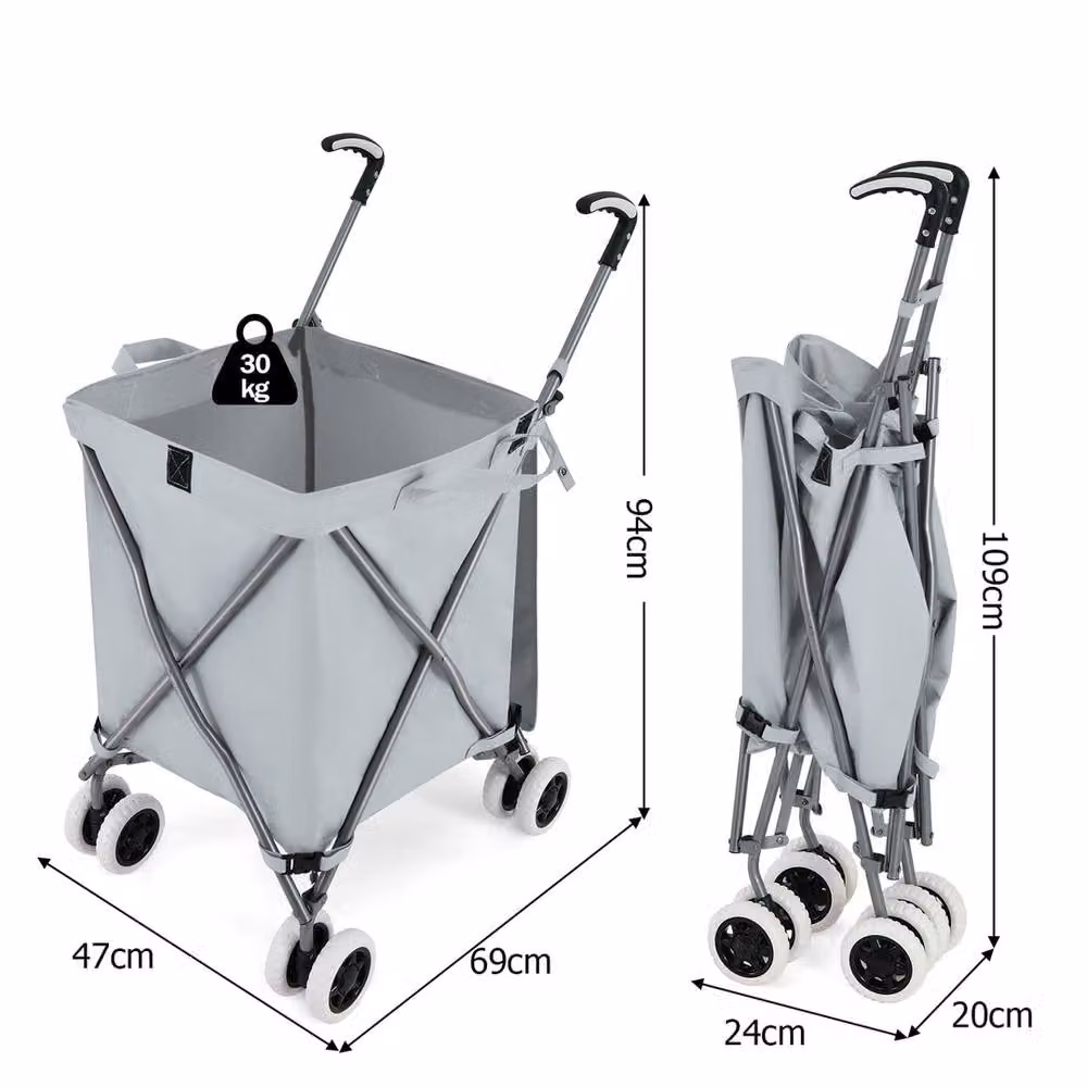 Havendro 90L Lightweight Folding Shopping Cart in Grey – 2