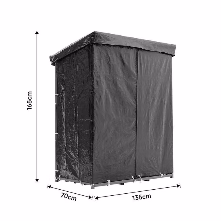 FORGEVIO Black Steel Outdoor Storage Shed, W/D/H: 135 x 70 x 165 cm