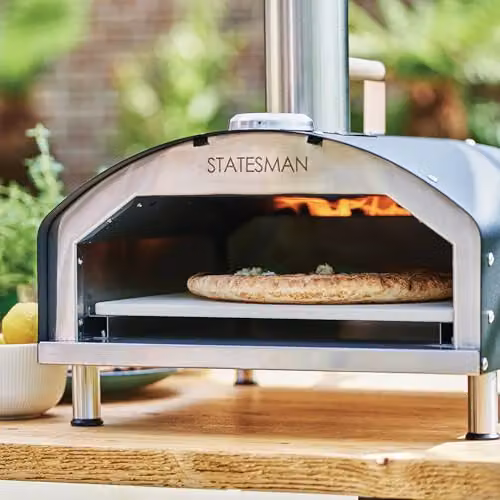Statesman Portable Pellet Wood Fired Pizza Oven with Ceramic Stone in Black or Silver – 4