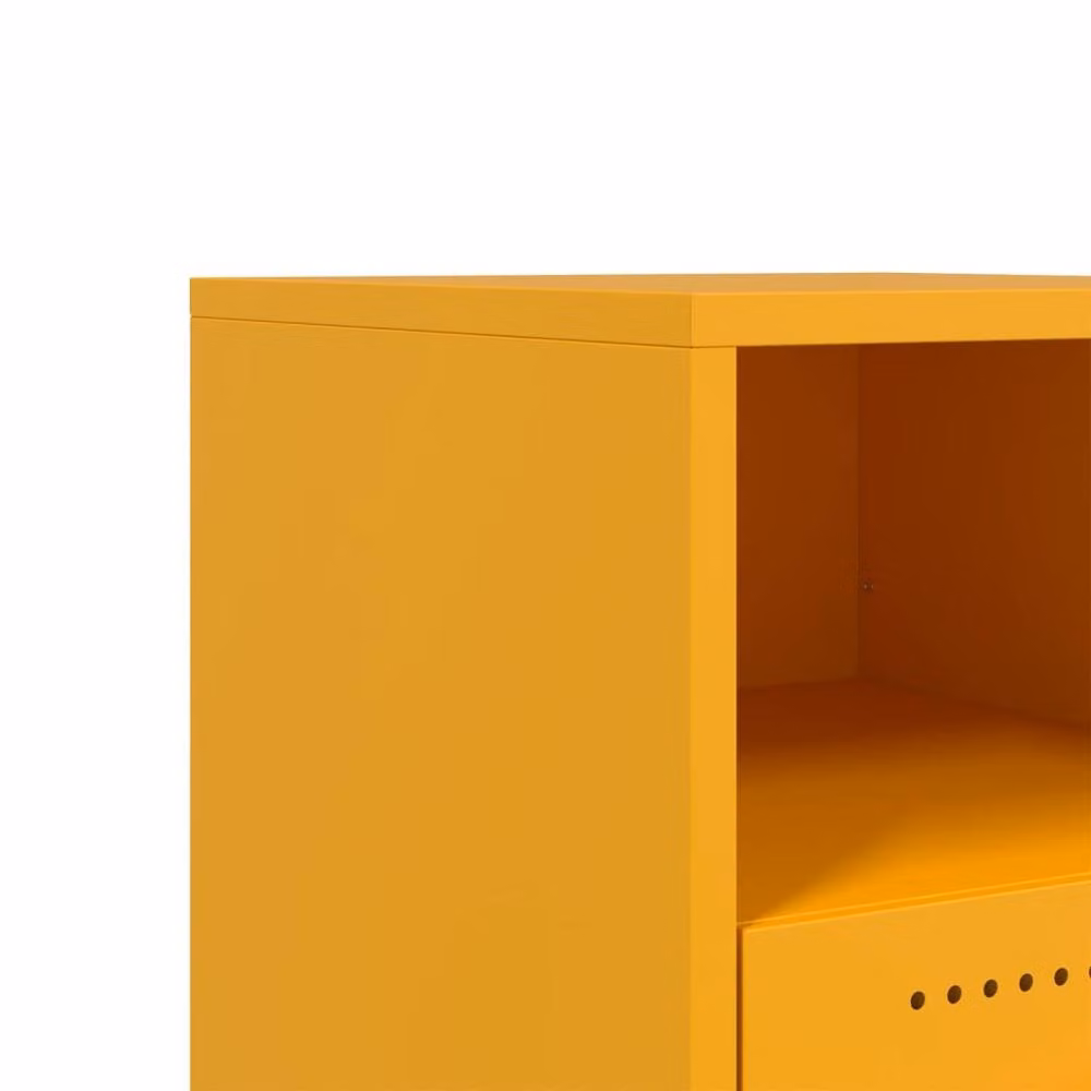 Berkfield Home Mustard Yellow Metal Bedside Cabinet W/D/H: 36 x 39 x 43.5 cm – 5
