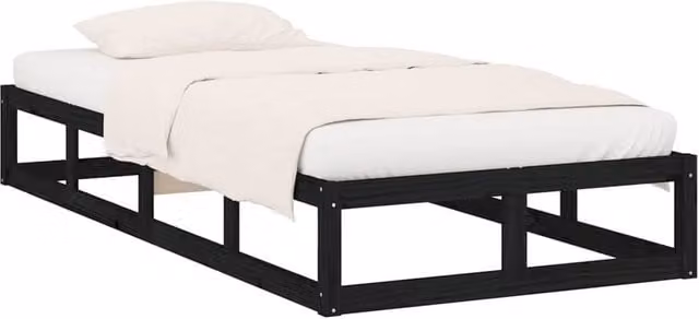 Berkfield Home Beautiful Bed Frame in Black Solid Pine Wood, W/D/H: 90 x 200 x 95.5 cm – 1