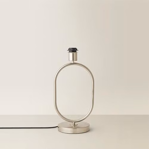 ValueLights Antonia Art Deco Metal Oval Stem Table Lamp Base in Brushed Chrome Silver