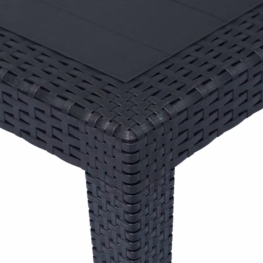 Berkfield Home Anthracite Garden Table with Black Plastic Rattan Look, W/D/H: 150 x 90 x 72 cm – 3