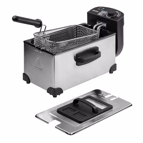 Daewoo 2000W Deep Fat Fryer with 3L Oil Capacity and Cable Storage, Silver