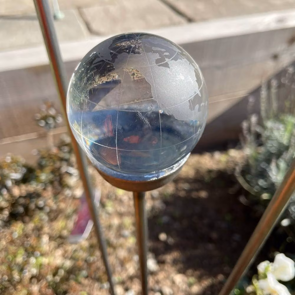 Poppyforge Pack of 3 Silver Etched World Marble Garden Art Pins, 60mm – 3