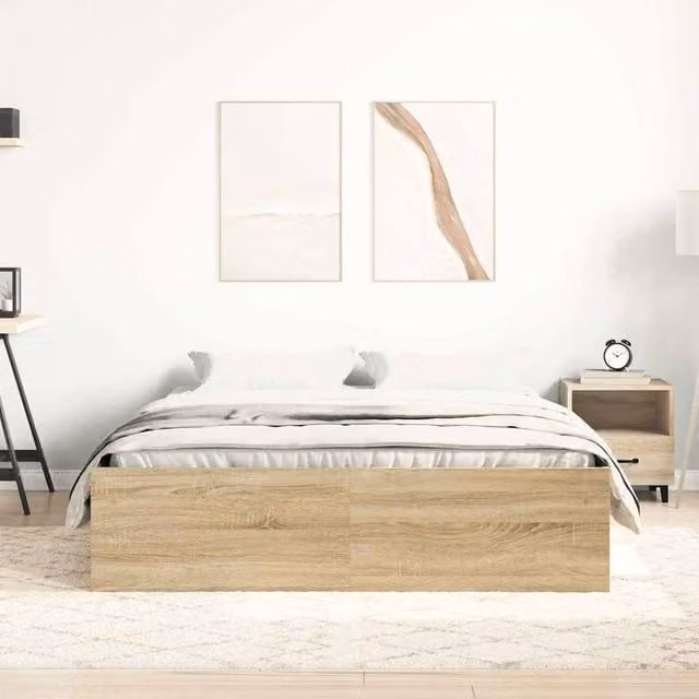 Berkfield Home Modern Small Double Bed Frame with Drawers in Sonoma Oak Brown, W/D/H: 120 x 190 cm