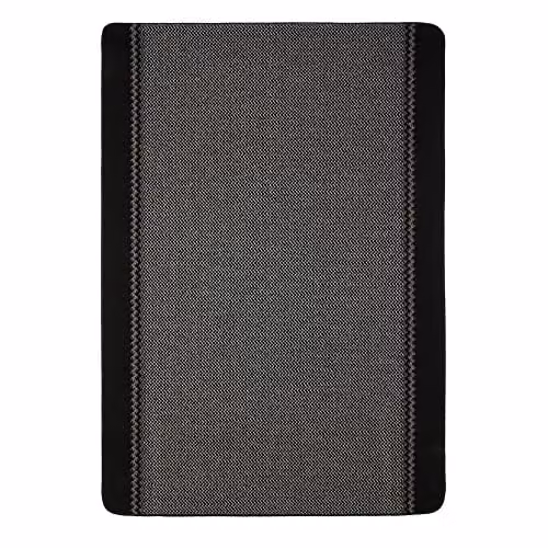 THE RUGS Machine Washable Non-Slip Rectangular Area Rug with Bordered Design in Black, W/D/H: 80 x 50 cm