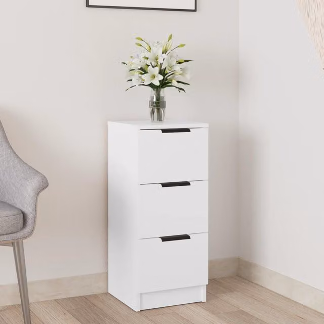 Berkfield Home White Modern Sideboard in Engineered Wood, W/D/H: 30 x 30 x 70 cm