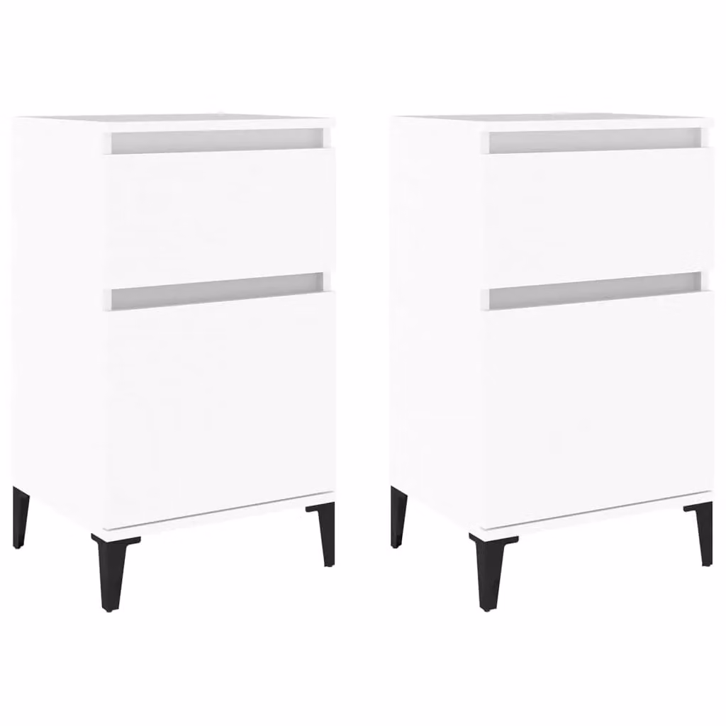 Berkfield Home Set of 2 White Bedside Cabinets, W: 40 cm, D: 35 cm, H: 70 cm – 2