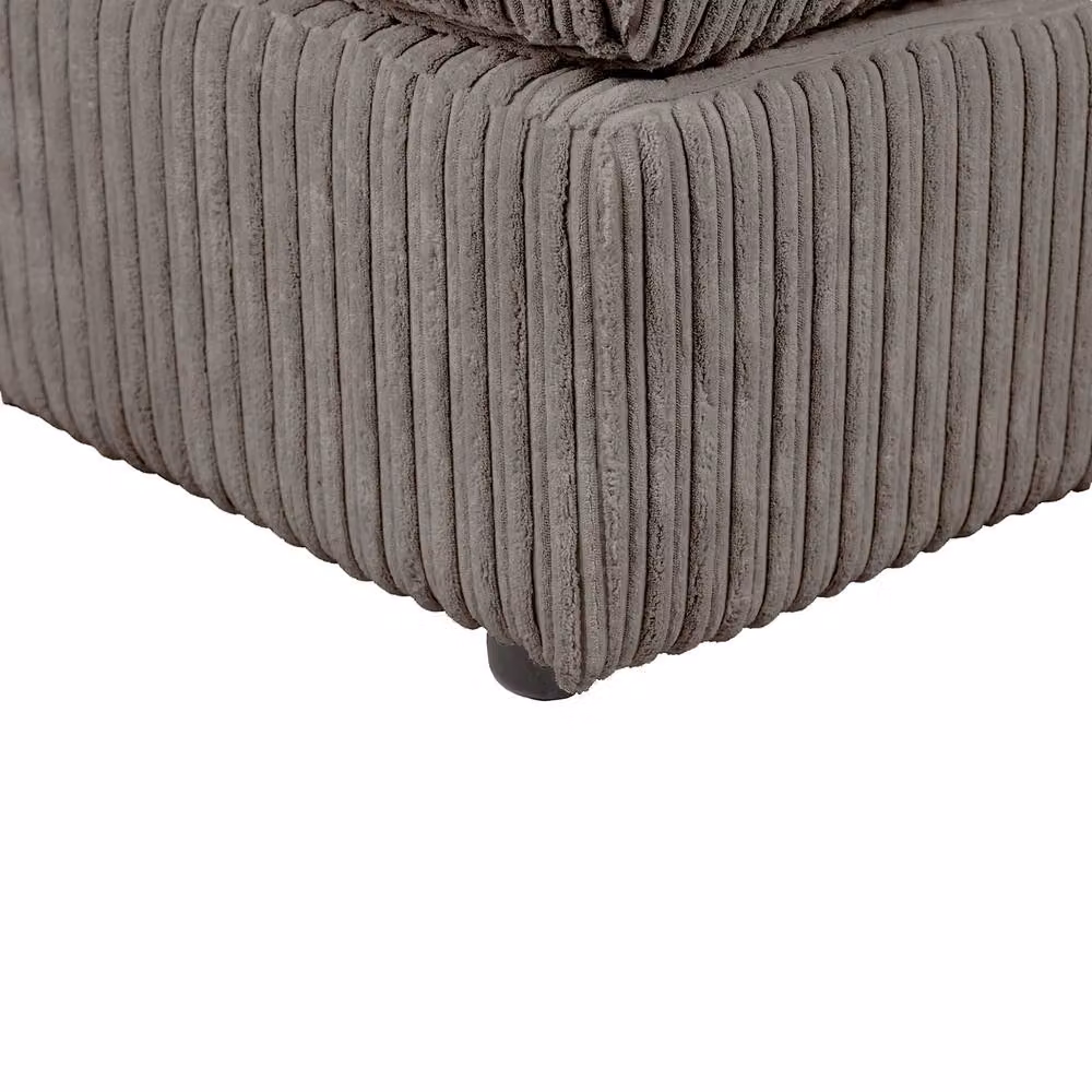 LUXURY LIFE Declan Jumbo Cord Fabric Footstool in Grey, W/D/H: 60 x 60 x 65 cm – 3