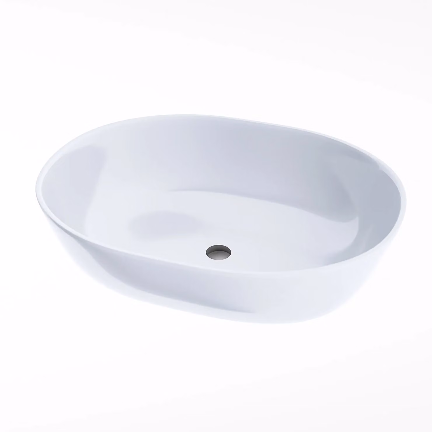 Nes Home Alveley Oval Countertop Cloakroom Basin, White, W: 48 cm, D: 35 cm – 2