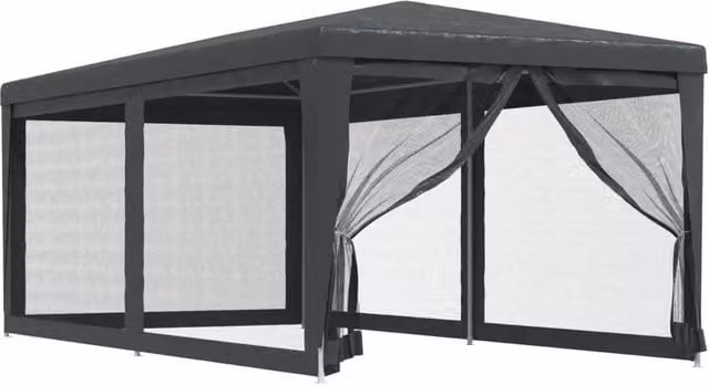 Berkfield Home Party Tent with 6 Mesh Sidewalls in Anthracite, W: 6 m, D: 3 m, H: 3 m