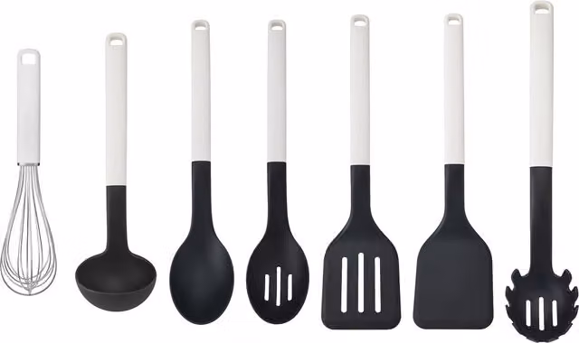 KitchenAid 7-Piece White Silicone and Stainless Steel Utensil Set