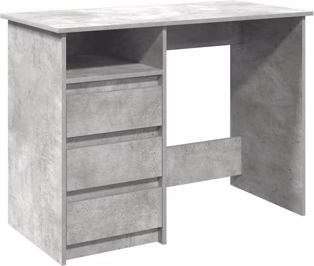 Berkfield Home Writing Desk in Concrete Grey, Engineered Wood, W/D/H: 102 x 50 x 75 cm – 1