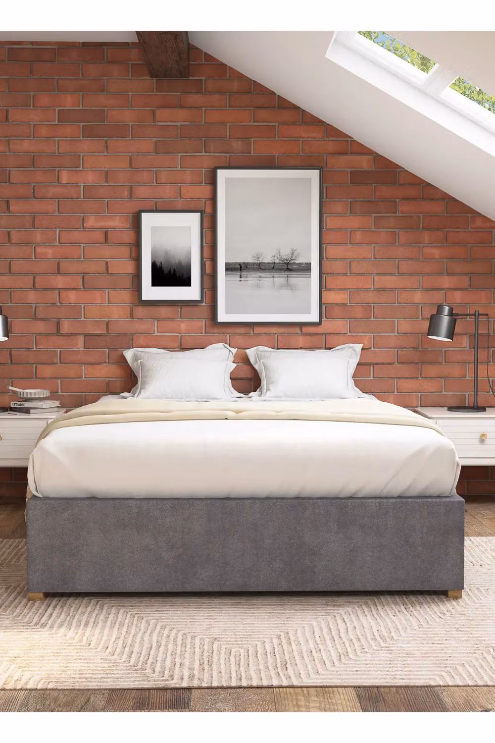 Aspire Upholstered Platform Ottoman Bed Frame in Grey Plush Velvet, W/D/H: 90 x 200 cm – 2