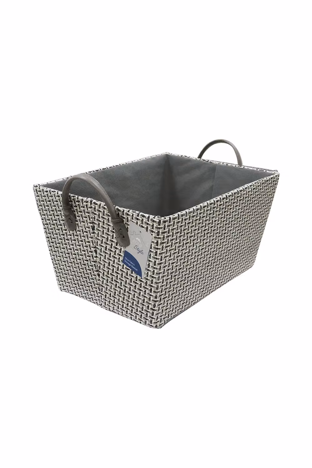 JVL Silva Rectangular Fabric Storage Box with Handles, Grey, W/D/H: 38.0 x 28.0 x 20.5 cm – 4