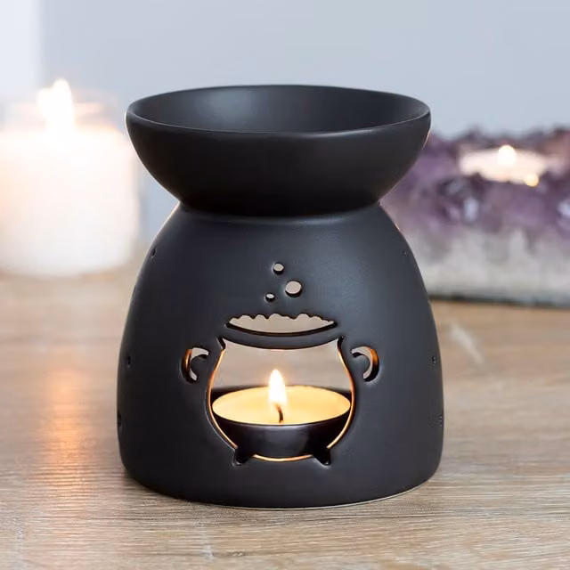 Something Different Black Ceramic Cauldron Cut Out Oil Burner, W: 10.5 cm, D: 9 cm, H: 9 cm – 1