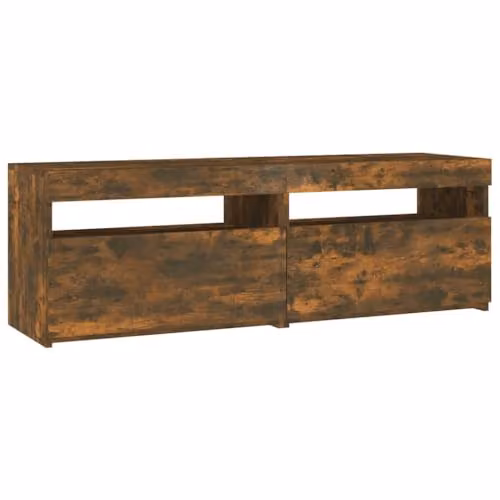 vidaXL TV Cabinet with LED Lights in Smoked Oak, W/D/H: 120 x 40 x 40 cm – 1