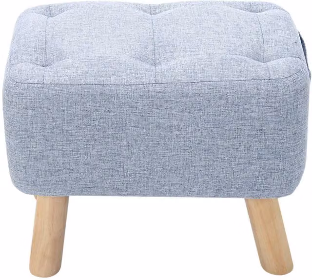 Garden Sanctuary Linen Upholstered Rectangular Ottoman Footstool in Light Blue